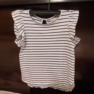 Girls-Copper Girl white/blue stripe shirt